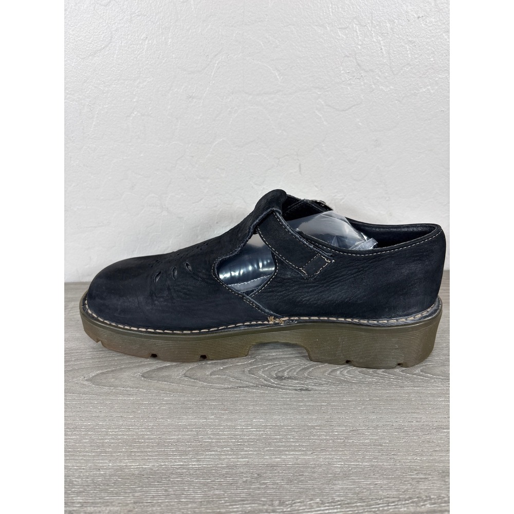 Dr. Martens England Black Nubuck / Suede Mary Jane T-Strap Cutout Shoes Vintage - Picture 3 of 10